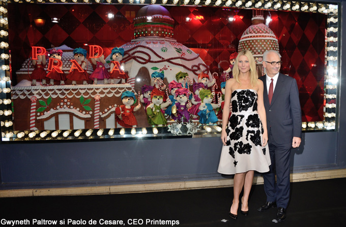 printemps main - Gwyneth Paltrow la inaugurarea vitrinei de Craciun pentru Printemps Haussmann
